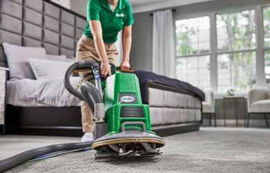 Carpet cleaning equipment on a rug